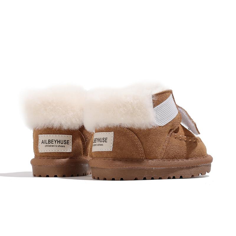 2024 Новые зимние детские зимние ботинки унисекс кожаные ботинки для мальчиков и девочек теплые хлопковые детские кроссовки с мягкой подошвой для малышей