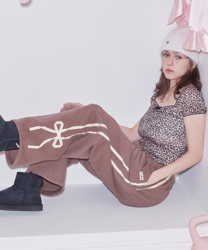 SWEATSWEET [Re] Sweet Ribbon Sweat Pants - Brown/Yellow