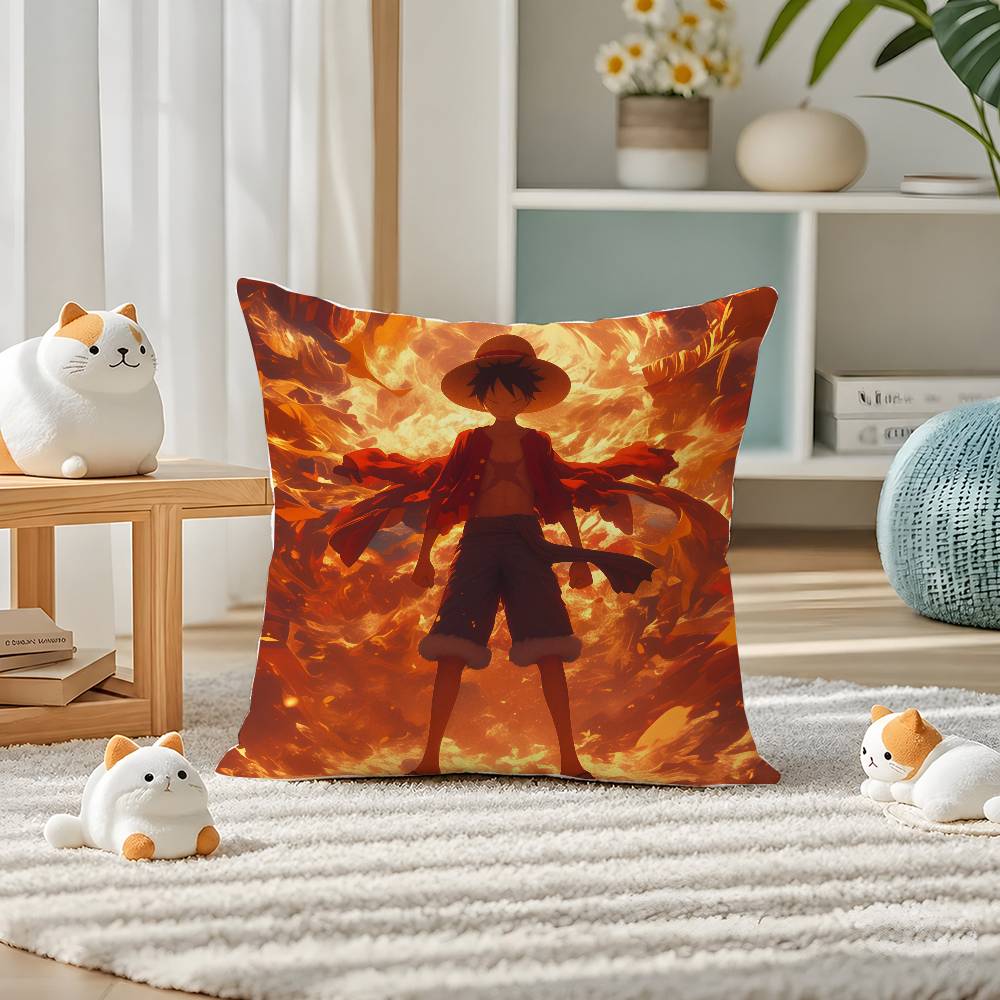 One Piece Red Hair Shanks Anime Plush Pillow Cover Soft Short Plush Cushion Cover For Sofa Bedroom Home Decor Gift Decoration