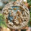 Holy Night Nativity Scene Pendant, Decoration of Home Walls or Doors, 2d Flat Wooden, Christmas Decoration, Gifts for Friends and Family
