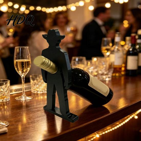 Полая скульптура персонажа 3D-печать Ковбой Подставка для вина Креативный держатель для бутылок Устойчивый Настольный Ретро-стиль Домашний декор Художественное украшение для Кухни Столовой
