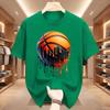 Унисекс Футболка с графическим принтом 'Dripping Basketball' Streetwear Hip Hop Оверсайз БЕЛЫЙ Топ для Унисекса Модный Летний Стиль