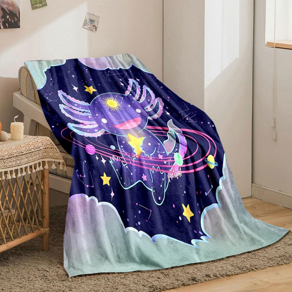Celestial Axolotl Galaxy Blanket bedroom Blanket for Livingroom Couch lunch break Soft throw for Friend's festival Gift