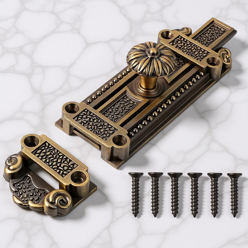 1 шт. Прочный замок-защелка для двери из цинкового сплава, винтажный стиль, сдвижной болт для внутренней и наружной безопасности, конфиденциальности, безопасности