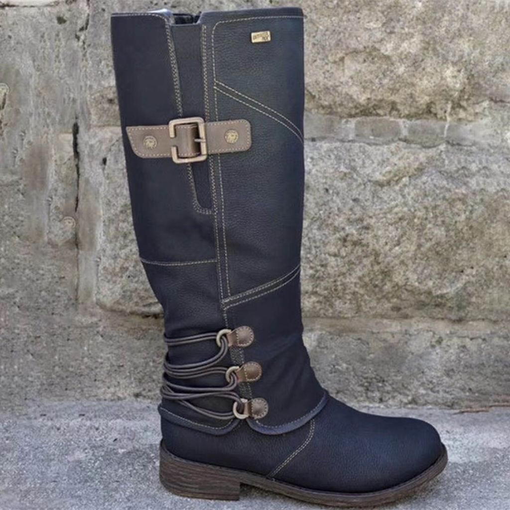 Sagit Knight Boots Женская обувь Зимние и осенние длинные сапоги на платформе с пряжкой ремня
