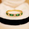 Emerald Half Eternity Band In Yellow Gold Plated – May Birthstone Ring, Emerald Wedding Band, Stacking Ring, Dainty Emerald Engagement Ring for Women