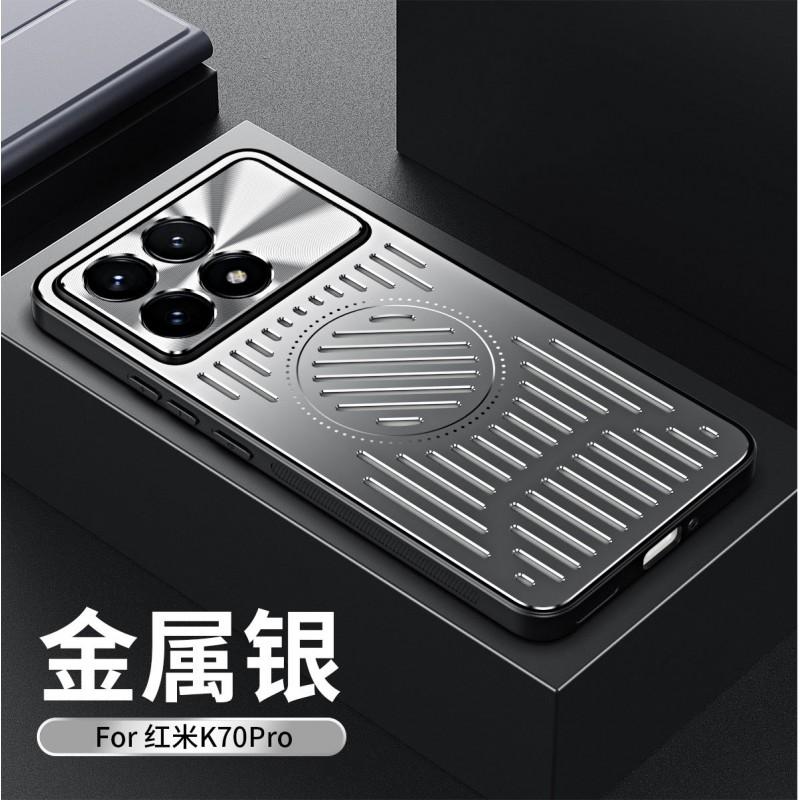 Metal Mesh Cooling Phone Case Redmi K70 Pro K60 Series Magnetic Snap-on Full Cover TPUPCAluminum Back