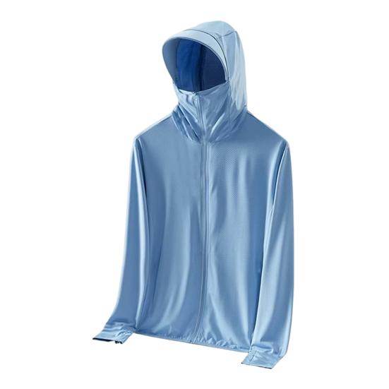 Мужская и женская солнцезащитная одежда с капюшоном, удлиненные поля, длинный рукав, солнцезащитное пальто, однотонная застежка-молния