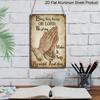 2D Flat, 1pc "Bless This House Oh Lord" Praying Hands Metal Aluminum Sign, Retro Christian Wall Decor, Indoor/Outdoor Decor, Yard Decor, Porch Decor