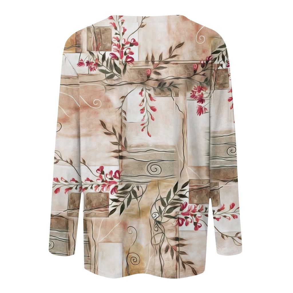 Женская модная повседневная футболка с круглым вырезом и длинным рукавом с принтом, топ