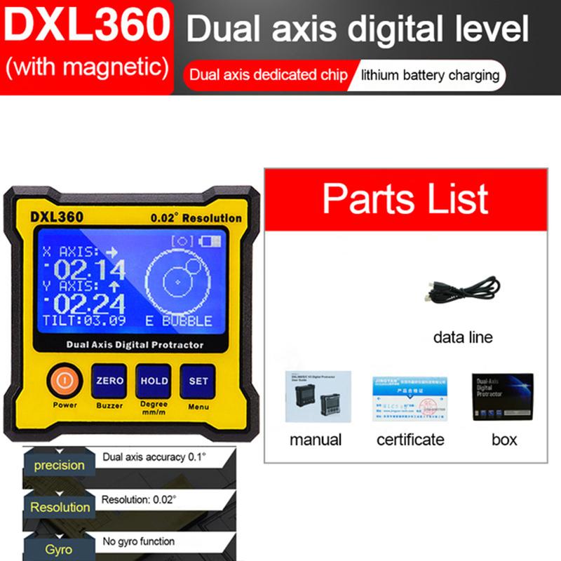 DXL360/S Высокоточный двухосевой инклинометр, цифровой угломер, уровнемер, угломер с 5-сторонним магнитным основанием