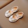 Summer Girl Rhinestone Bowtie Sandals Bling Princess Pearl Dress Shoes Children Flat with Kid Baby Dance Party Shoes Hook & Loop