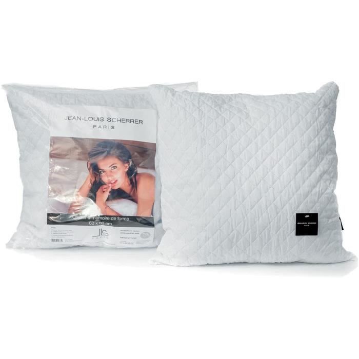 Set of 2 Pillows, Memory Foam Cushions, 60X60, Jean Louis Scherrer