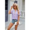 Summer Women's T-shirt New Solid Color V-neck Button Loose Short-sleeved T-shirt Top