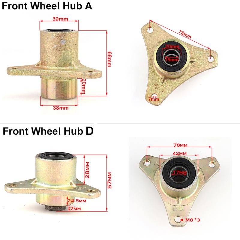 15mm/17mm 3 Stud Front Wheel Knuckle Spindle 5"/6" Wheel Hub For DIY 110cc 168 200F Go Kart Buggy ATV UTV Quad Bike Parts