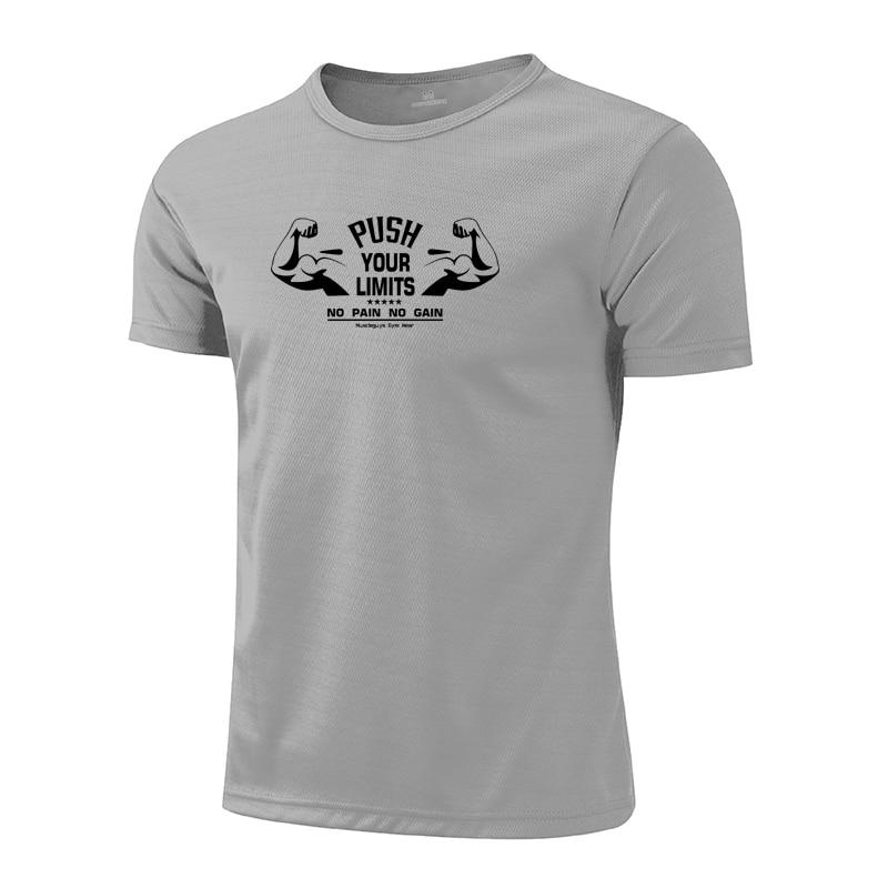 Мужская летняя быстросохнущая футболка из полиэстера с круглым вырезом для бега и фитнеса