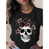 Women's T-shirt Skull Butterfly 3D Printed Short Sleeved O-neck Loose Women's T-shirt Women's T-shirt Top Camisetas Muje