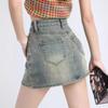 Women's American Retro High-Waisted Slim Denim Skirt - Summer Hot Girl Style, Large Size, Tight Fit, Short 