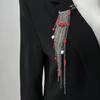 Salircon Fashion Exquisite Mini Red Horse Pendent Brooch Punk Long Tassel Chain Brooch Suit Decoration Clothes Accessory New