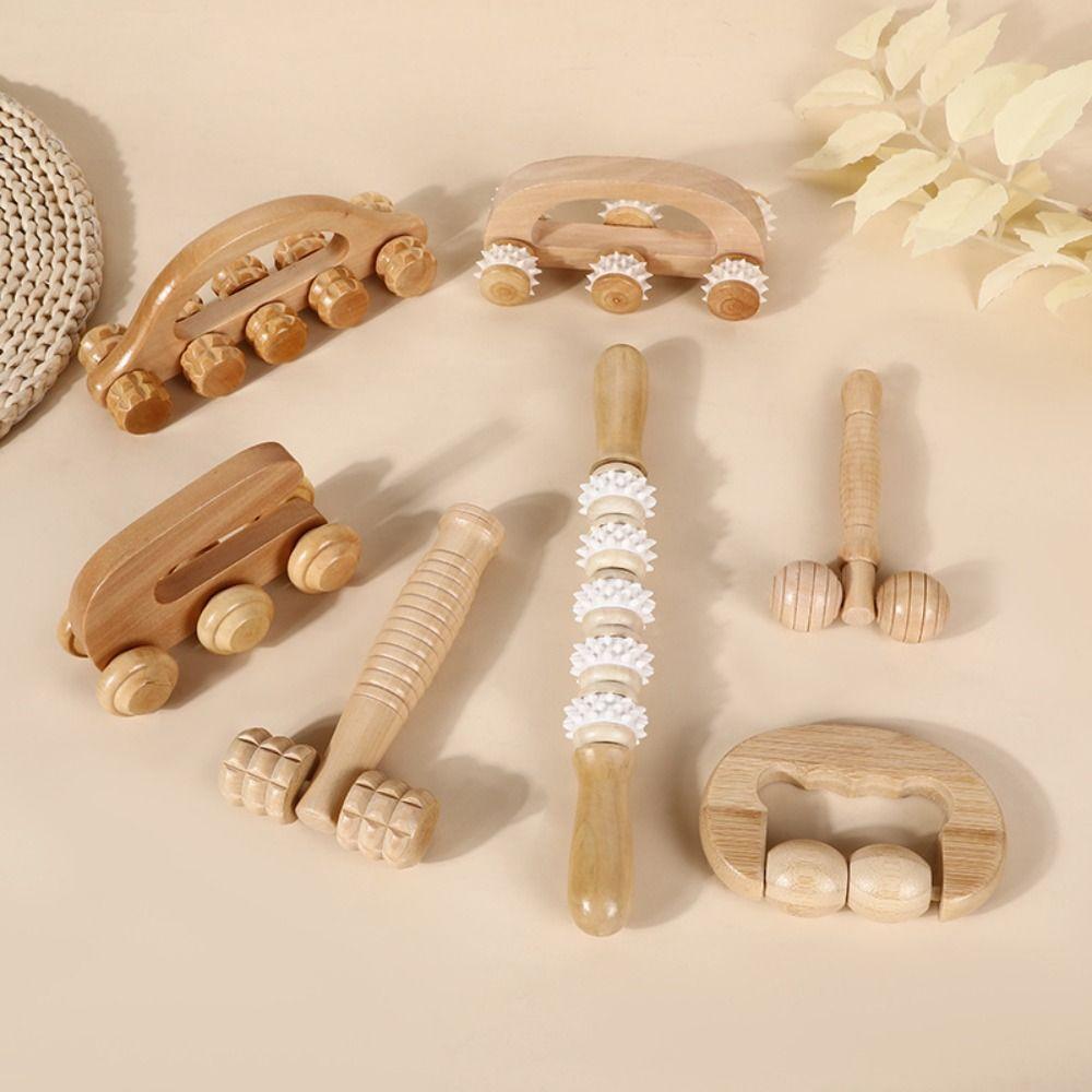 Ручной деревянный массажный ролик ручной массажер триггерной точки для лица, плеч, шеи