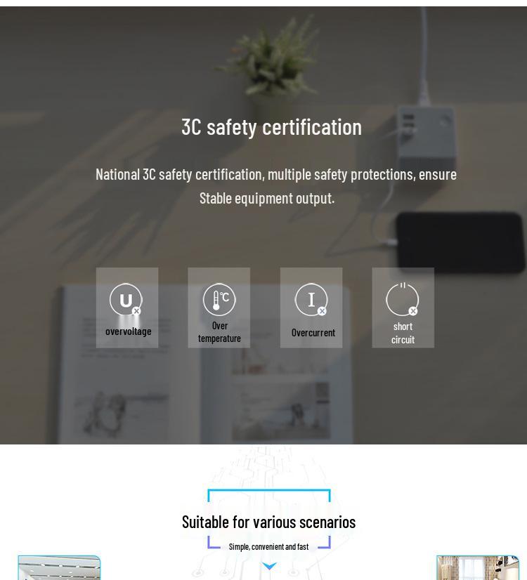 8-портовое USB-зарядное устройство QC3.0 Быстрая зарядка с умным дисплеем и PD20W для телефонов и планшетов
