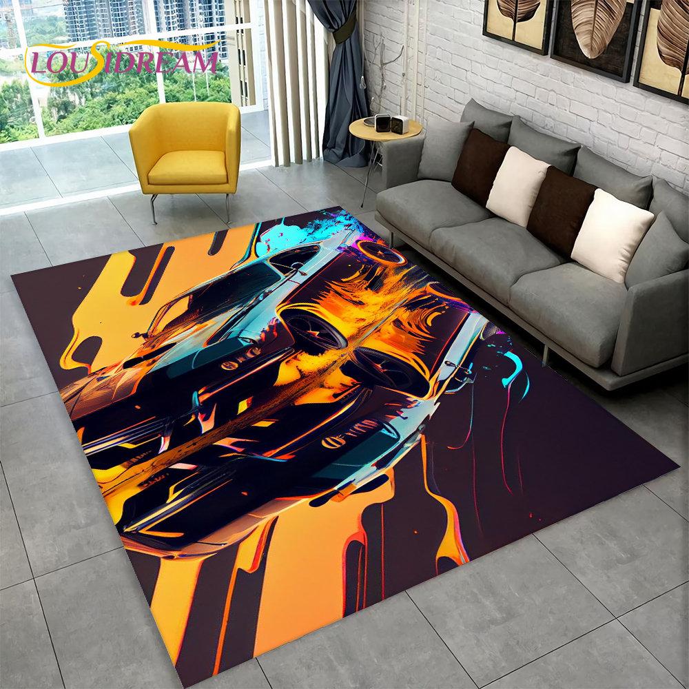 Коврик для гоночных спортивных автомобилей, большой, ковер для дома, гостиной, спальни, дивана, коврика для двери, детский нескользящий коврик для кухни