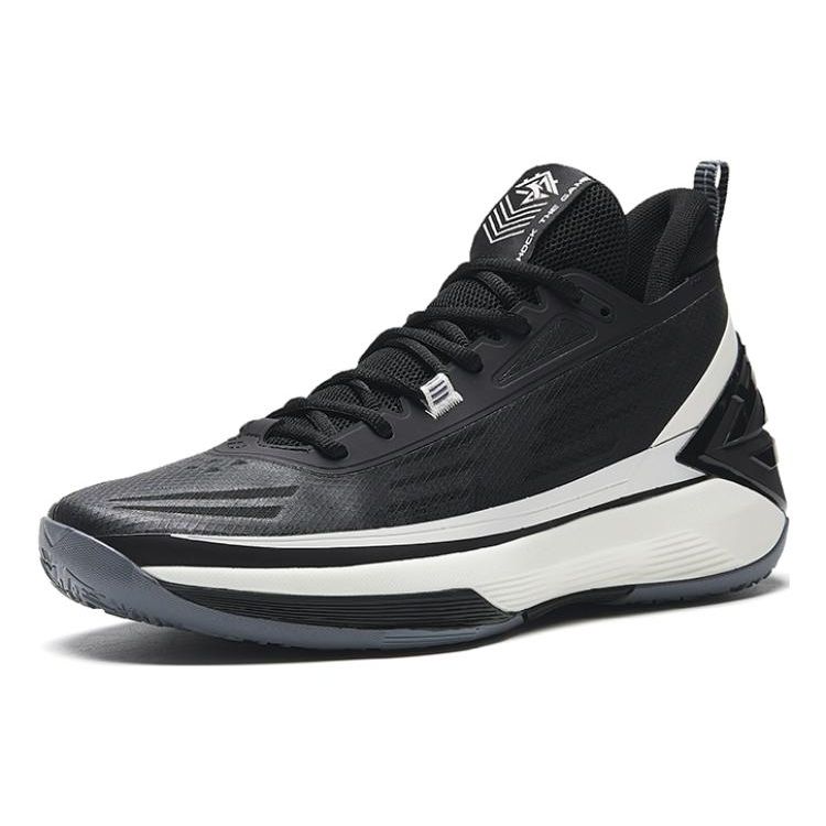 Anta Attack 5 Fabric Shock Absorption Non-Slip Wear-Resistant Low-Top Basketball Shoes Men Sneaker Black White 112331603-3