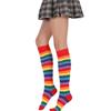 Забавные женские носки, длинные хлопковые полосатые радужные носки, модные красочные чулки до бедра, скейтбораб для девочек в стиле хип-хоп, гольфы выше колена