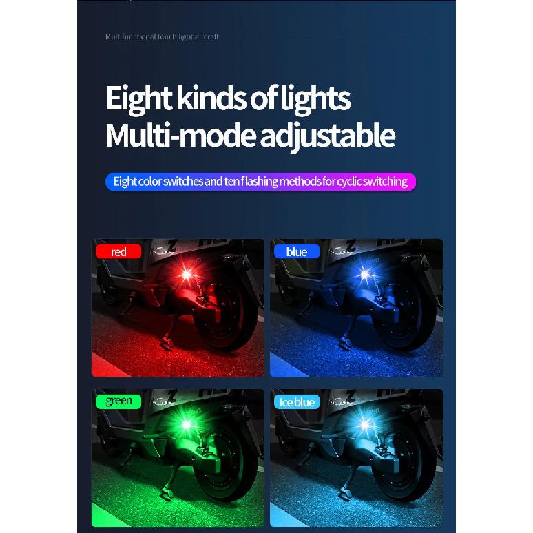 New car motorcycle flash light multi-function touch light colorful RGB warning light touch tail light