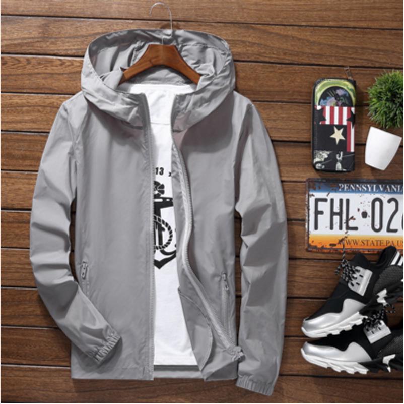 Ультралегкая мужская летняя куртка с капюшоном. Супертонкая ветровка. Складное пальто. Солнцезащитный крем. 