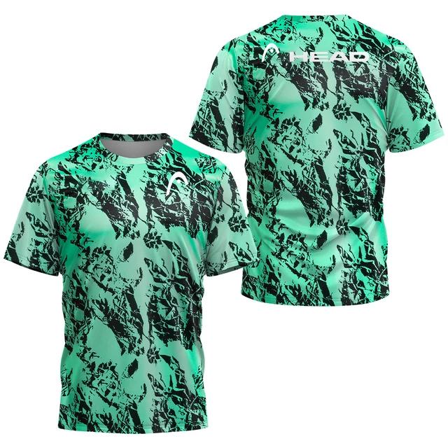 Модная теннисная тренировочная одежда с 3D-градиентным принтом футболка для мужчин, спортивная одежда для бадминтона на открытом воздухе, летние свободные топы с коротким рукавом