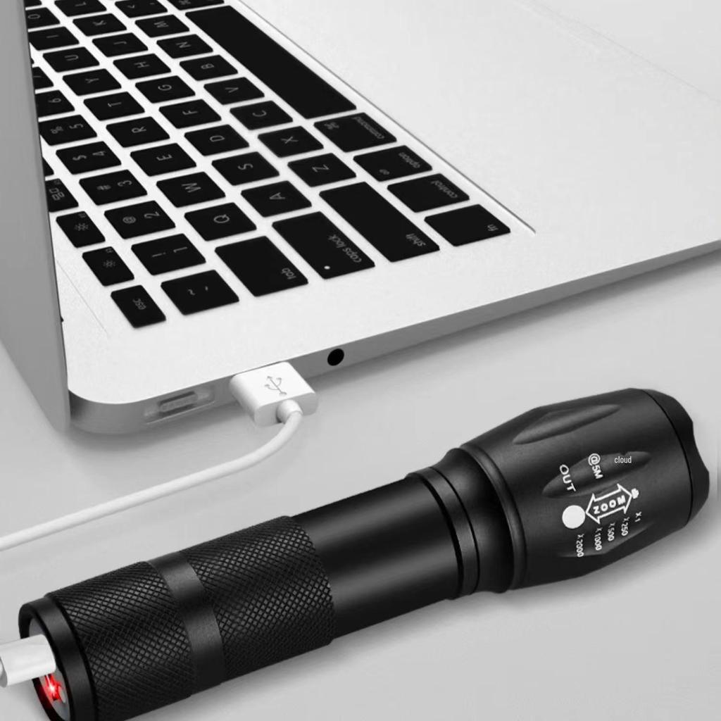 Портативный мини-светодиодный фонарик с зумом, из алюминиевого сплава T6, с USB-подзарядкой
