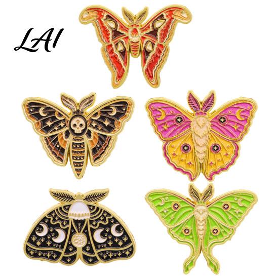 Decorative Lapel Pin Vintage Enamel Moth Brooch Cartoon Insect Alloy Pin Men Women Jewelry Accessories for Suit Dress Coat Scarf Brooch