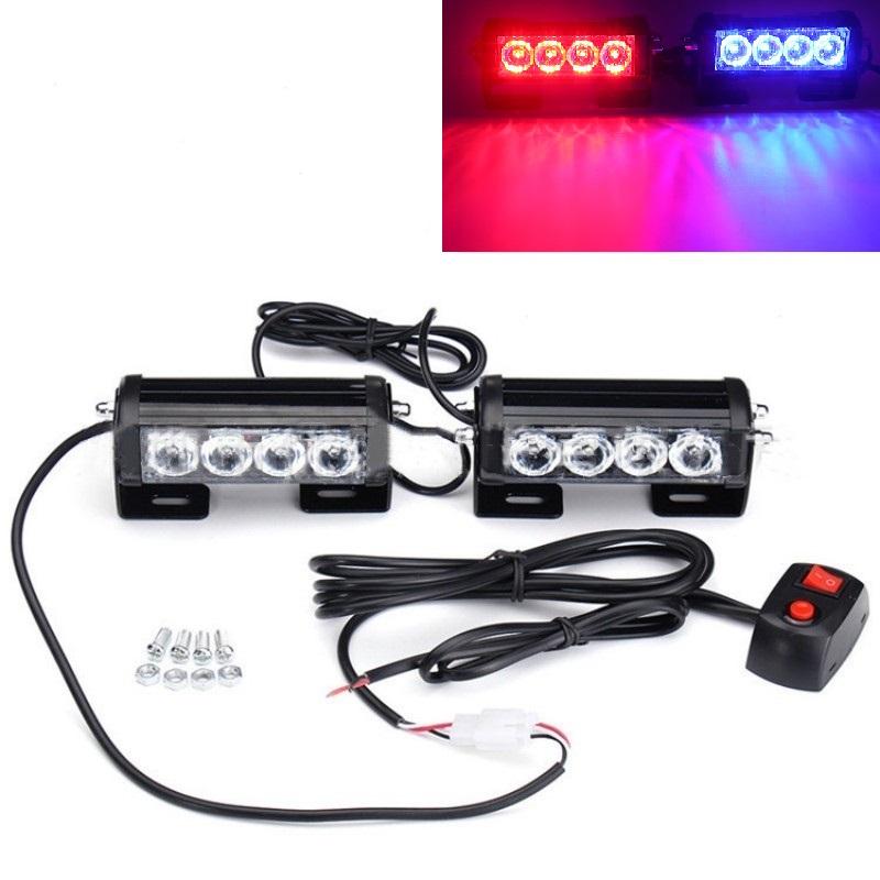2 в 1 8 светодиодных стробоскопических ламп для автомобильной полицейской мигалки, автомобильной сигнализации, маячка 12 В, красного, синего и желтого цвета, автомобильные аварийные предупреждающие огни