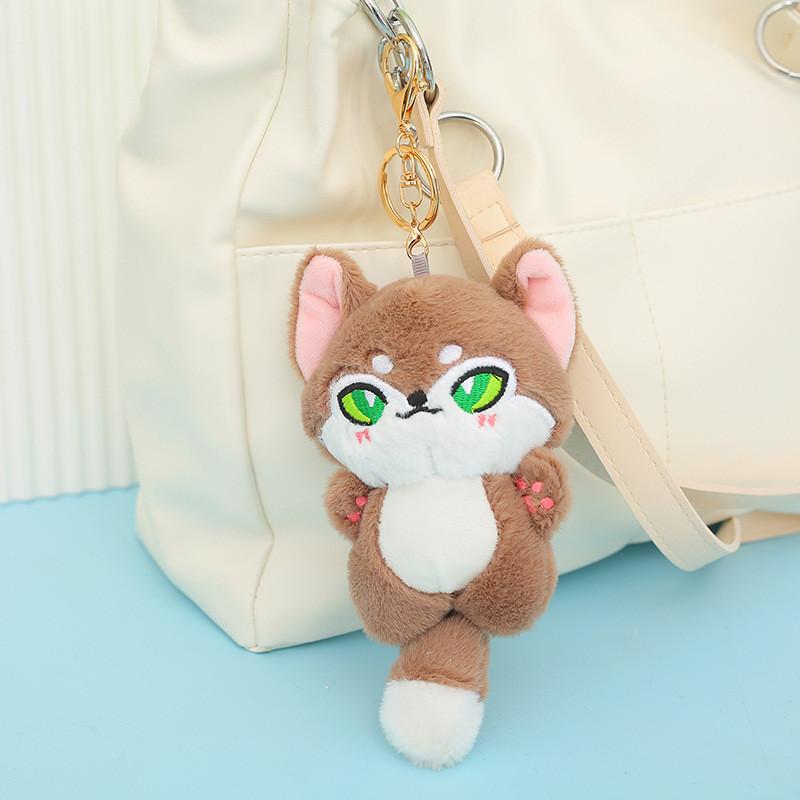 Adorable Plush Wolf Toy Cute Fluffy Fox Doll Birthday Gift Keychain
