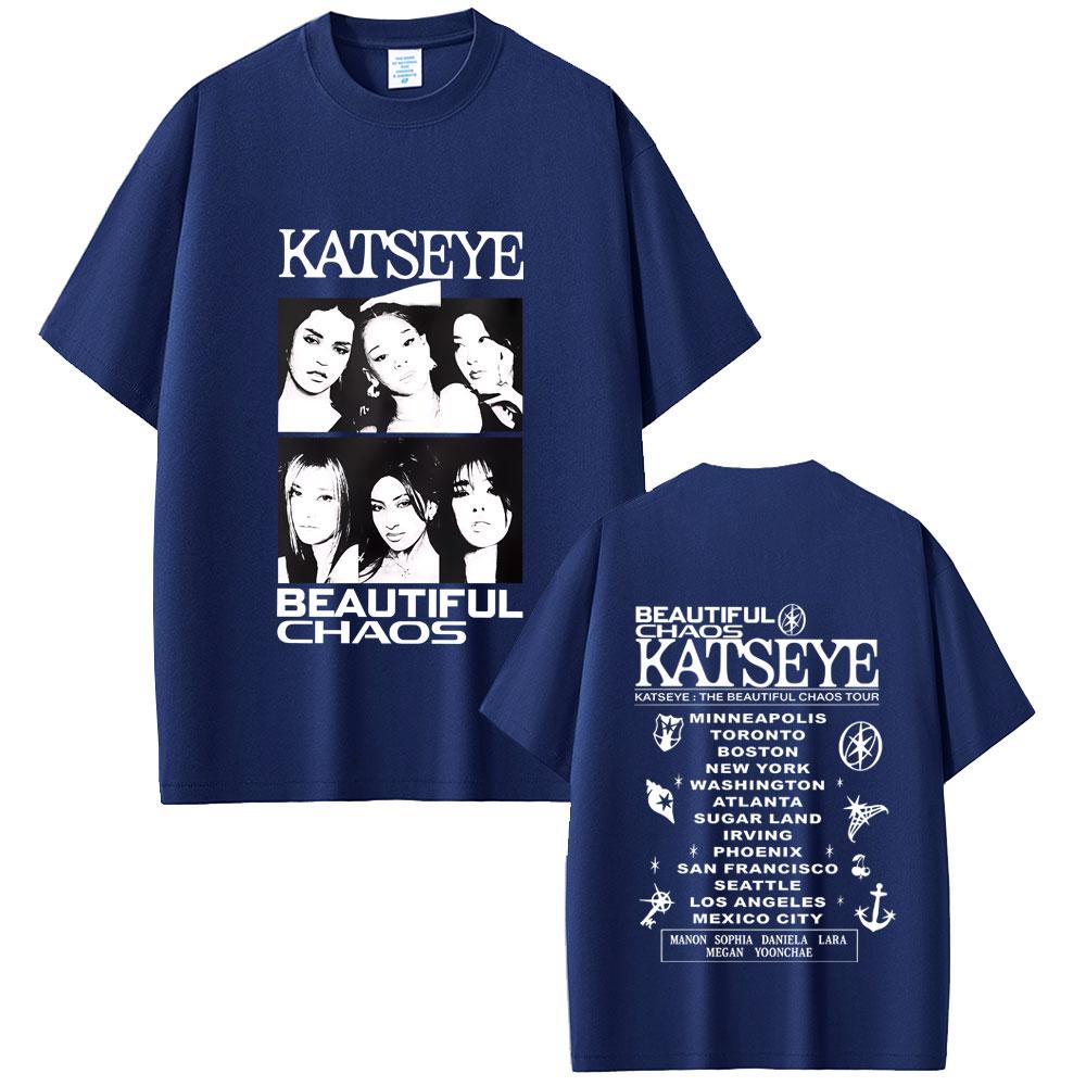 Korean Girl Group KATSEYE Beautiful Chaos Tour Tshirt Summer Casual Cotton Suitable for Both Men Women Oversized  Tshirt
