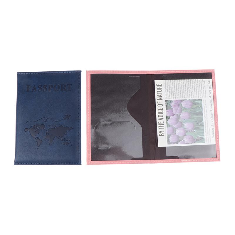 Pu Leather Card Case Cover Unisex Simple Passport Cover World Thin Slim Travel Passport Holder Wallet Gift
