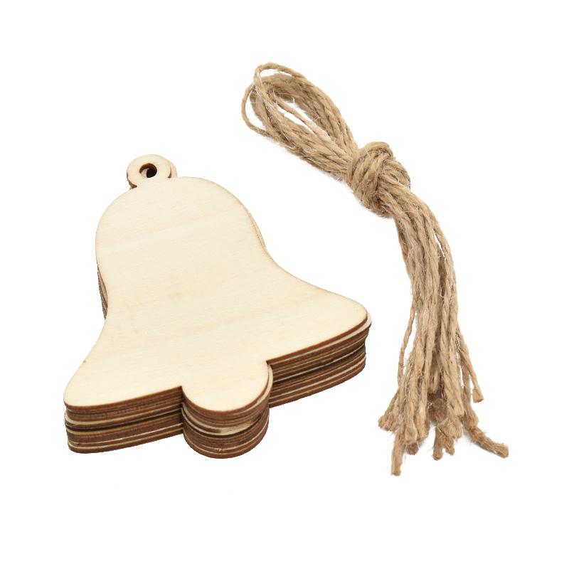 10Pcs Christmas Wooden Round Baubles Tags Christmas Tree Hanging Balls Decoration Kids DIY Craft Ornaments Navidad New Year 2024