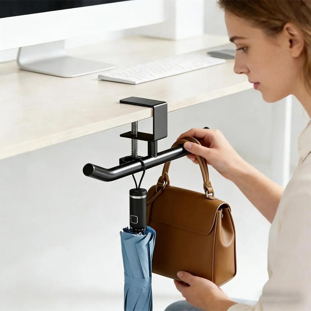Rotatable Desk Edge Bag Hook Carbon Steel Hanging Handbag Holder Desk Headset Hanger Student