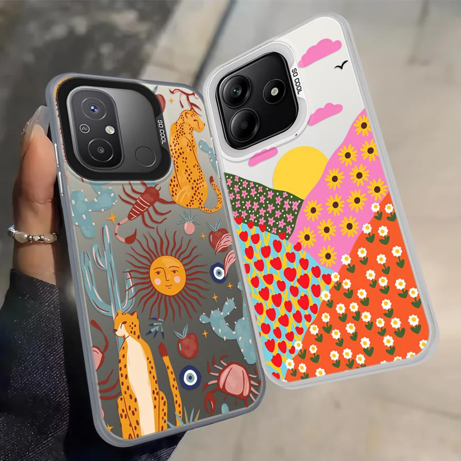 Чехол с цветочными животными для Xiaomi Redmi Note 9 10 13C 12C 14C K60 9C 9T A5 10C A1 A2 Plus Задняя крышка телефона