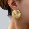 Trendy Shell Element Earrings: European & American Inspired Metallic Studs