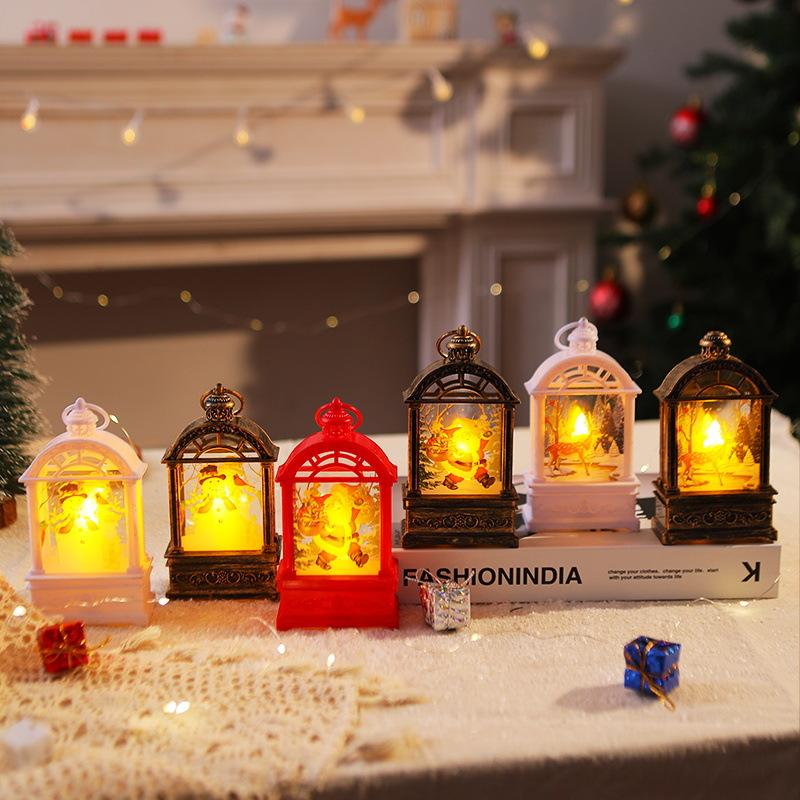 Wind Lamp Candlestick Lamp Night Light Old Man Snowman Decoration Night Light Desktop Ornaments Christmas Decorations