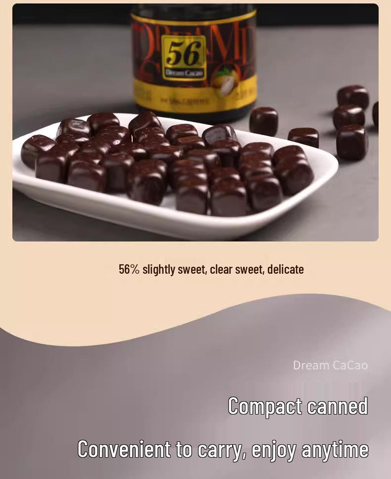 Korean Lotte Dream Dark Chocolate Beans 72%, 56%, 82% Canned, 86g, Pure Cocoa Butter.