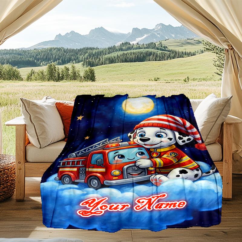 1PC Custom Name Nighttime Adventure Friends outdooor Flannel blankets Throw Blanket All-Season Throw Gift Bedspread for Couch, Bed, Camping Holiday Bi