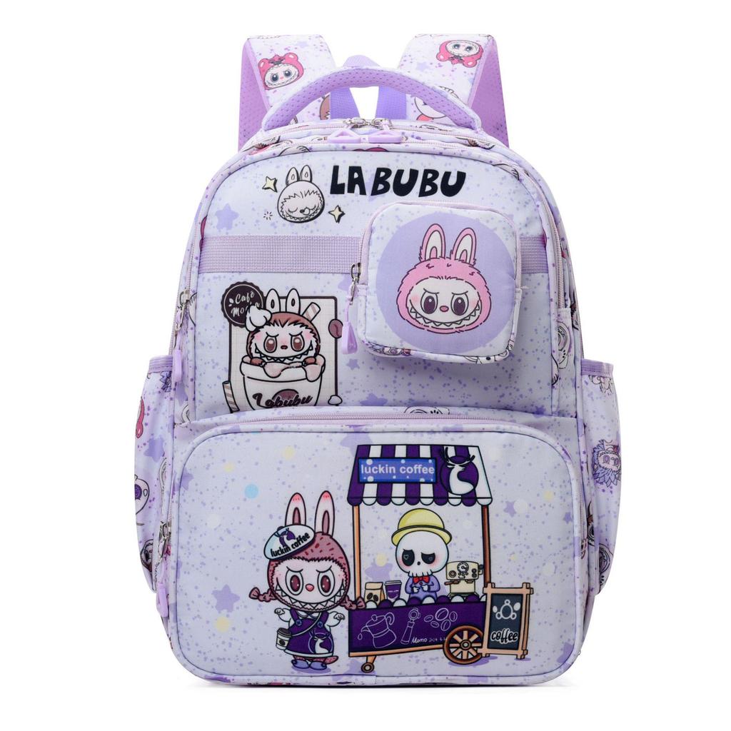 Labubu Kids' Cartoon Backpack: Large Capacity for Elementary Boys & Girls, Cute Double Shoulder Design