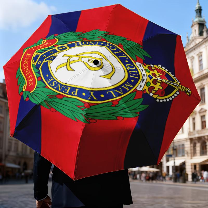 Royal Engineers Crest Emblem Umbrella Folding umbrella, automatic umbrella 8-Frame for Travel, camping Use Gift for Halloween Christmas