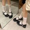 Versatile Round Head Black British Style Single Shoes Retro Summer New Light Mouth Thick Heel Mary Jane Small Leather Shoes