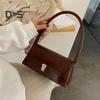 Women Shoulder Bag Smooth Waterproof Faux Leather Solid Color Portable Buckle Closure Underarm Bag Commute Travel Dating Handbag