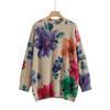 Harajuku Retro Women Fall Winter Fashion Clothes Vintage Floral Print Round Neck Long-sleeve Knit Sweaters Lady Loose Pullovers