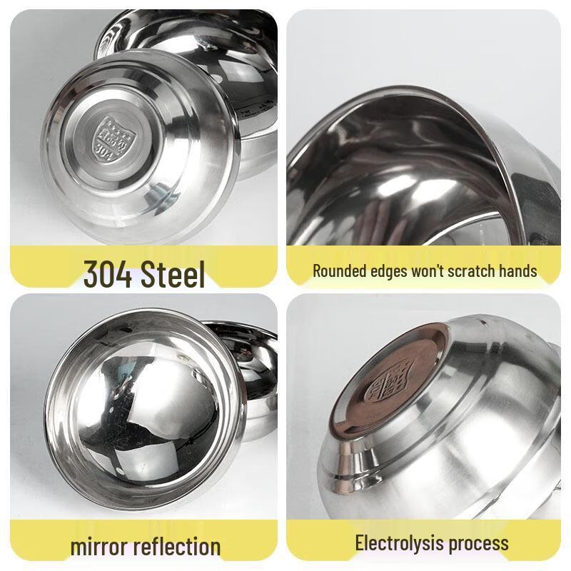 JingJingRS 304 Stainless Steel Double-Layer Insulated Dining Bowl